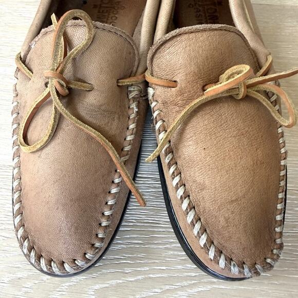 Minnetonka Moccasin Tan Leather Driving Loafers Moc Toe Made in USA Men\'s 12 main image 5